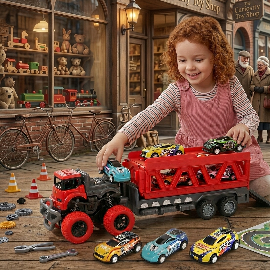 Großer Auto Transport Truck mit Rennwagen – Kinder Spielset