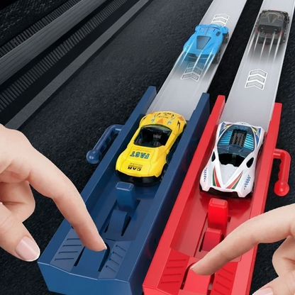 Rennbahn-Action für Kids – Katapult Railcar Spielset mit Alloy Cars