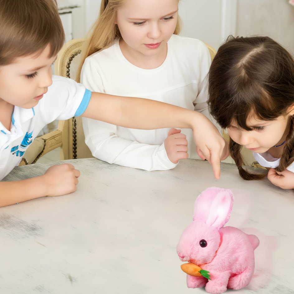 Niedlicher elektronischer Hase – Lebensechtes Hüpfen und fröhliche Bewegung