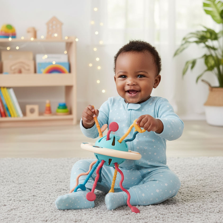 UFO Montessori Sensorisch Spielzeug – Schiebe und Ziehspaß für Kleinkinder