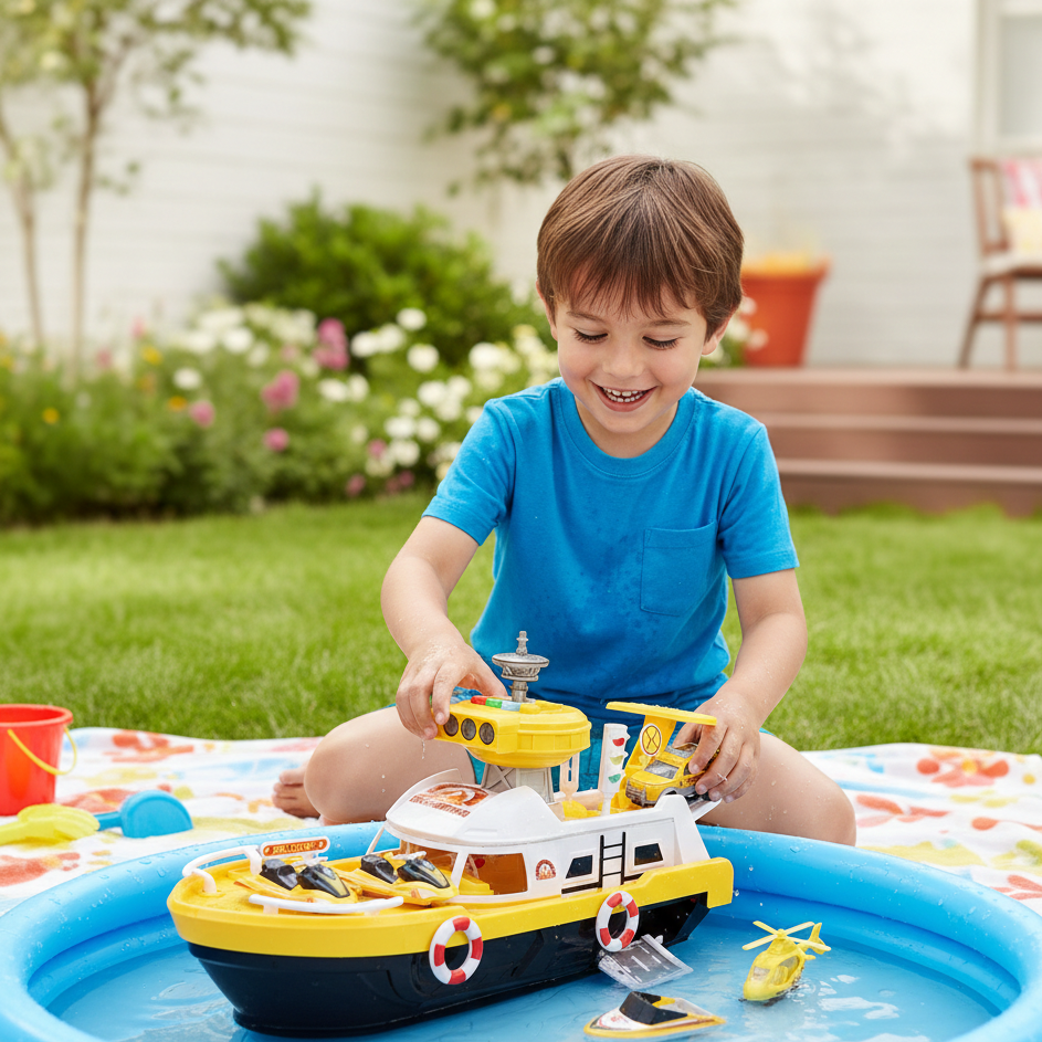 Magisches Spielboot mit Licht, Musik & Rennspaß für Kinder