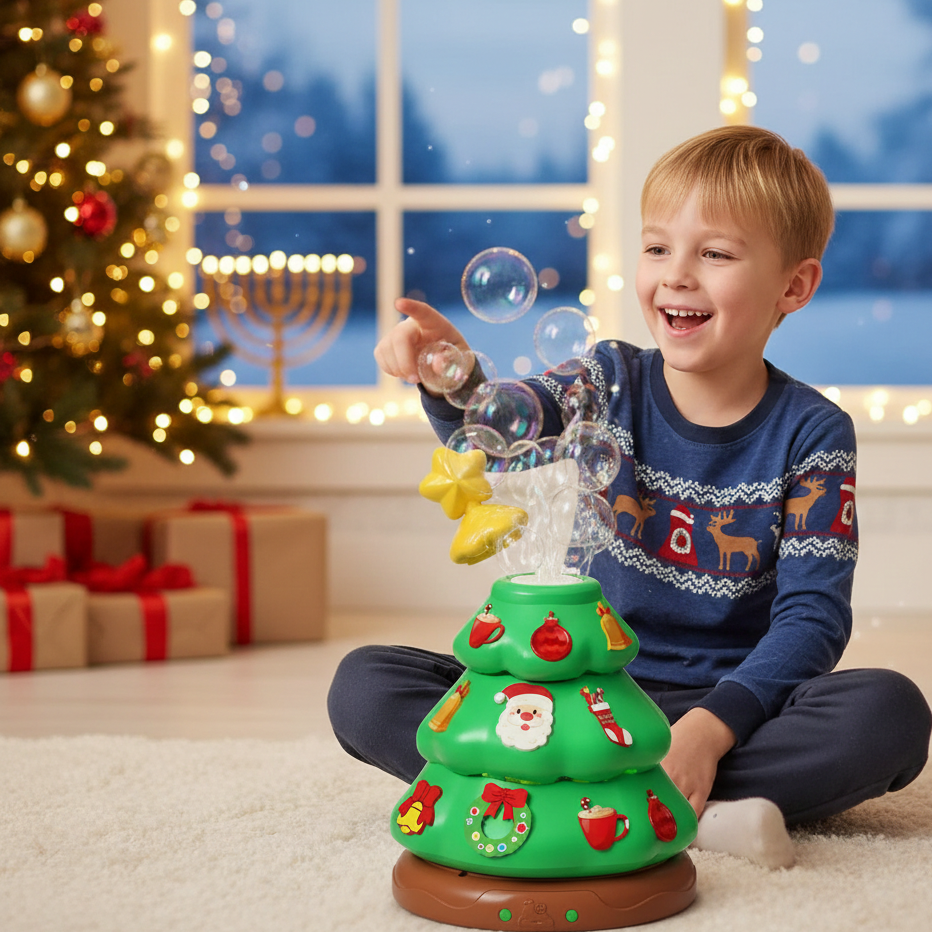 Magische Weihnachtsbaum Musikbox mit Seifenblasen & Licht