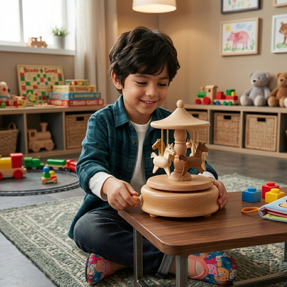 Holz Karussell Spieluhr – Magische Musik & Rotierendes Design