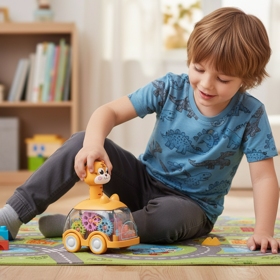 Drücken Gear Auto – Lustiges Lernauto mit Tierdesign & Rückziehmotor