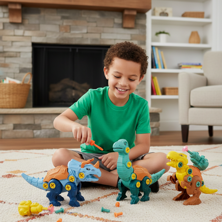 3-in-1 DIY Dino Schraubspielzeug – Lernen, Bauen & Staunen