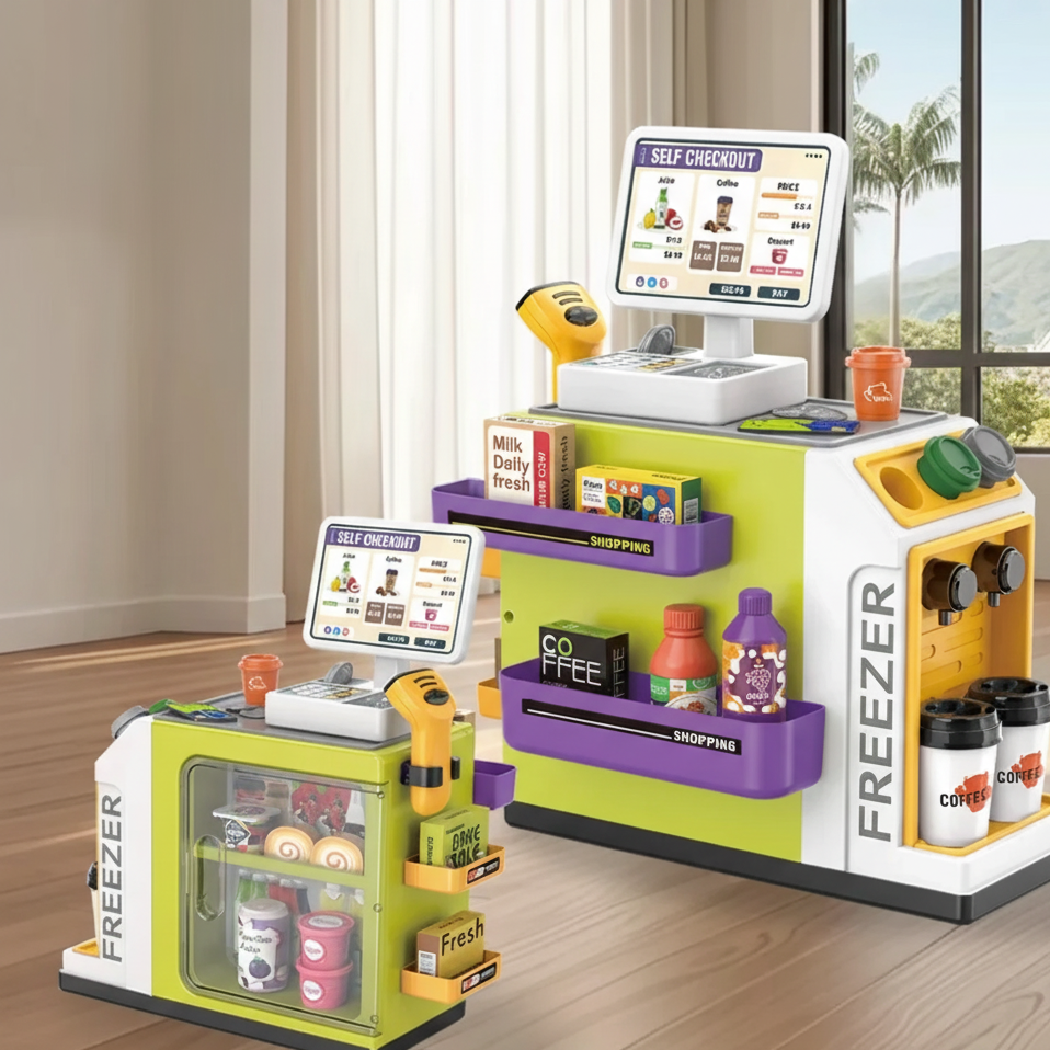 Mini Supermarkt & Kaffeemaschine Spielset – Realistisches Kauferlebnis für Kinder