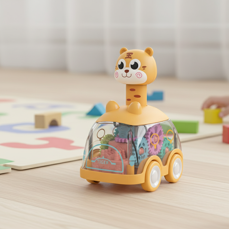 Drücken Gear Auto – Lustiges Lernauto mit Tierdesign & Rückziehmotor