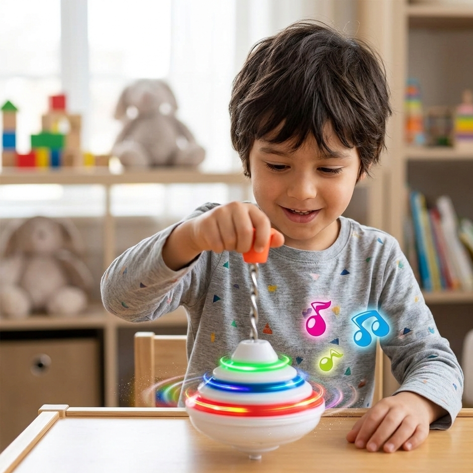 LED Musik Kreisel für Kinder – Leuchtender Lern-Spielspaß