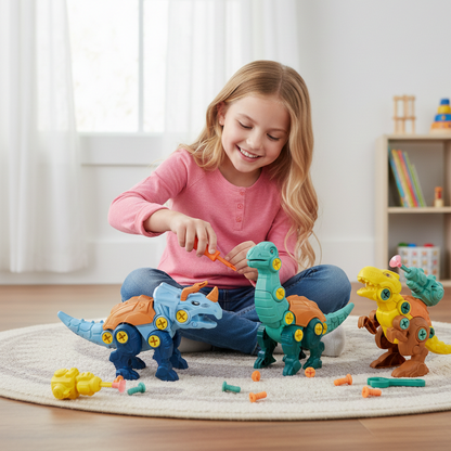 3-in-1 DIY Dino Schraubspielzeug – Lernen, Bauen & Staunen