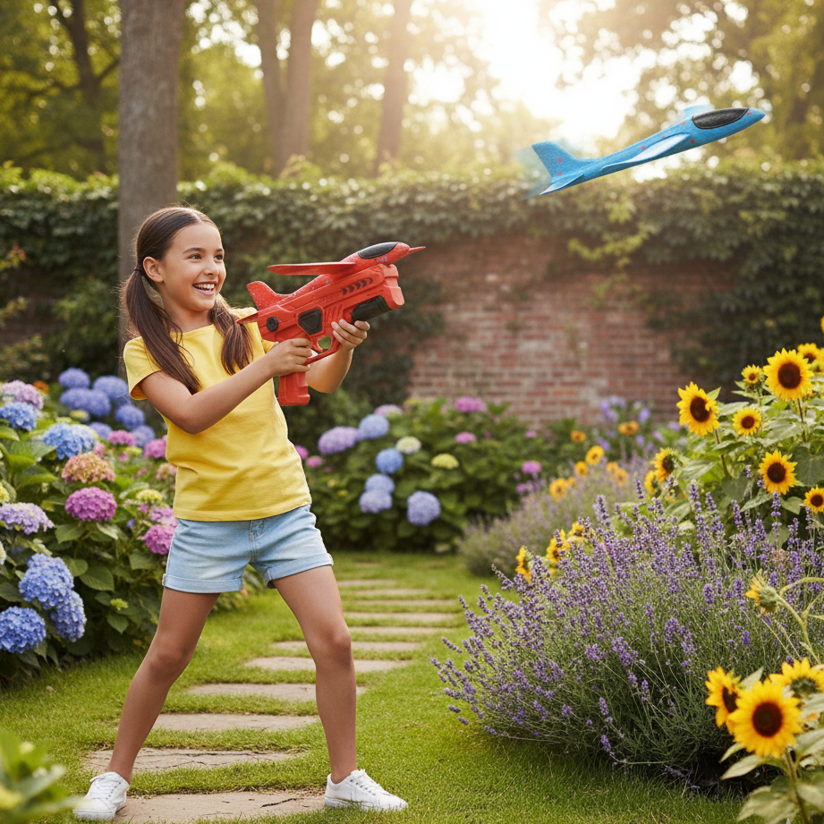 Schaumflugzeug mit Startpistole – Flexibles, sicheres Wurfspielzeug für Kinder