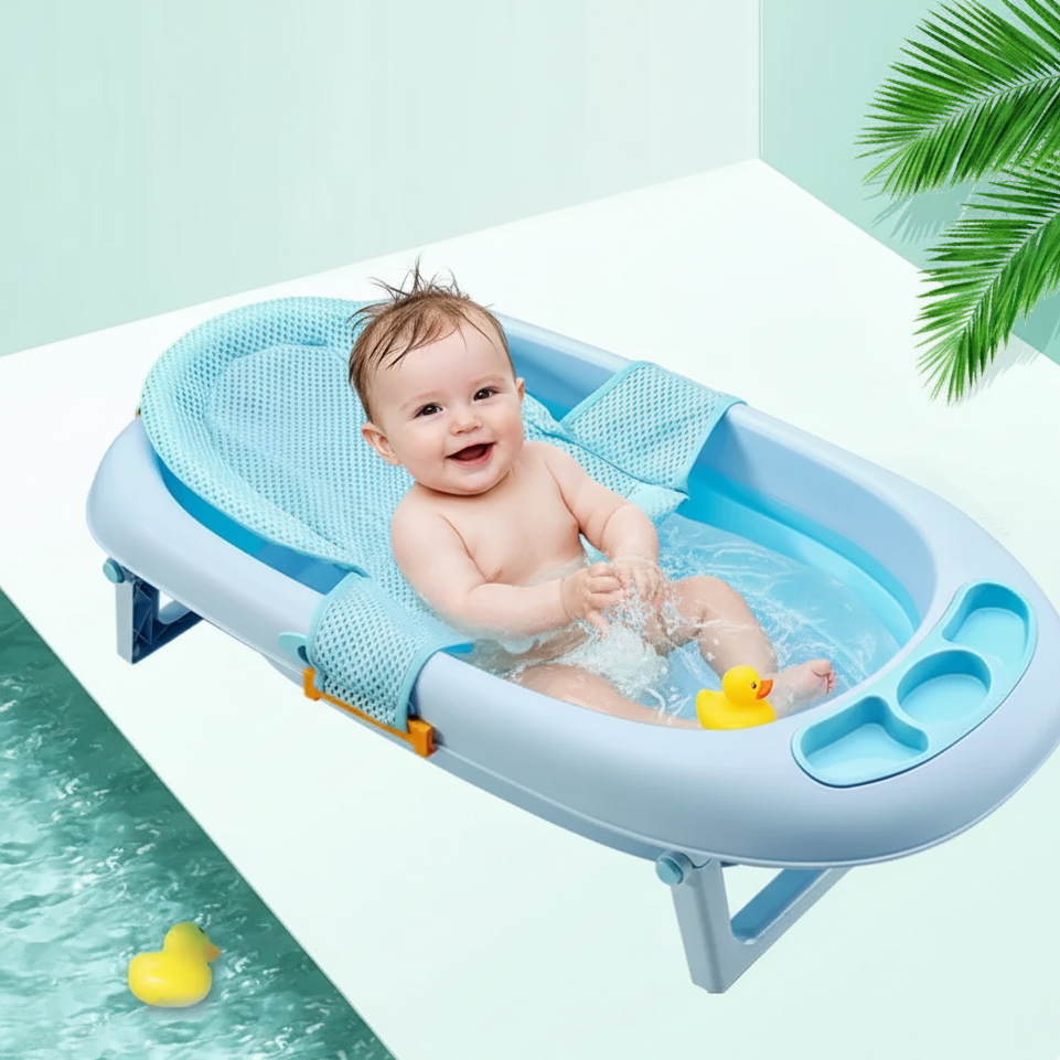Baby Bade-Netzsitz – Sicherer Halt & Kuschelpolster für Neugeborene