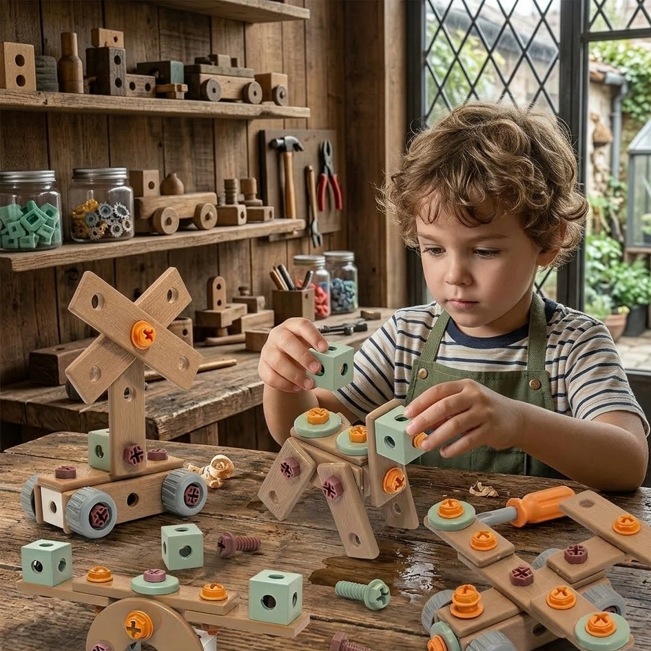 Montessori Werkzeugkasten für Kinder – Kreatives Bauspielzeug