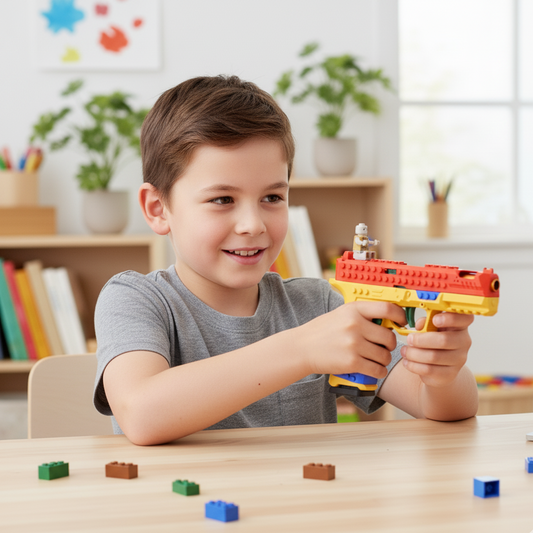 Bunte Baustein-Pistole – Lernen, Bauen & Spielen in einem!