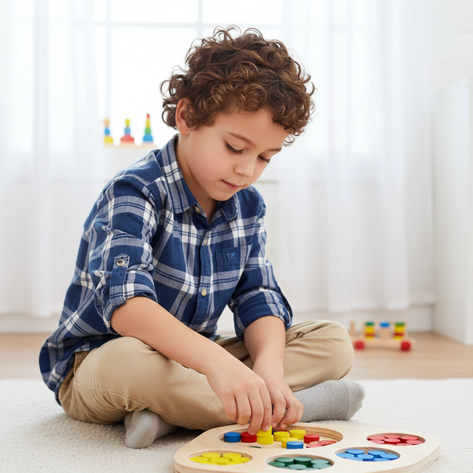 Montessori Farb-Sortierbrett – Holzspielzeug für Kleinkinder