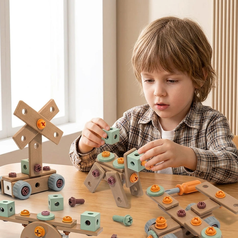 Montessori Werkzeugkasten für Kinder – Kreatives Bauspielzeug