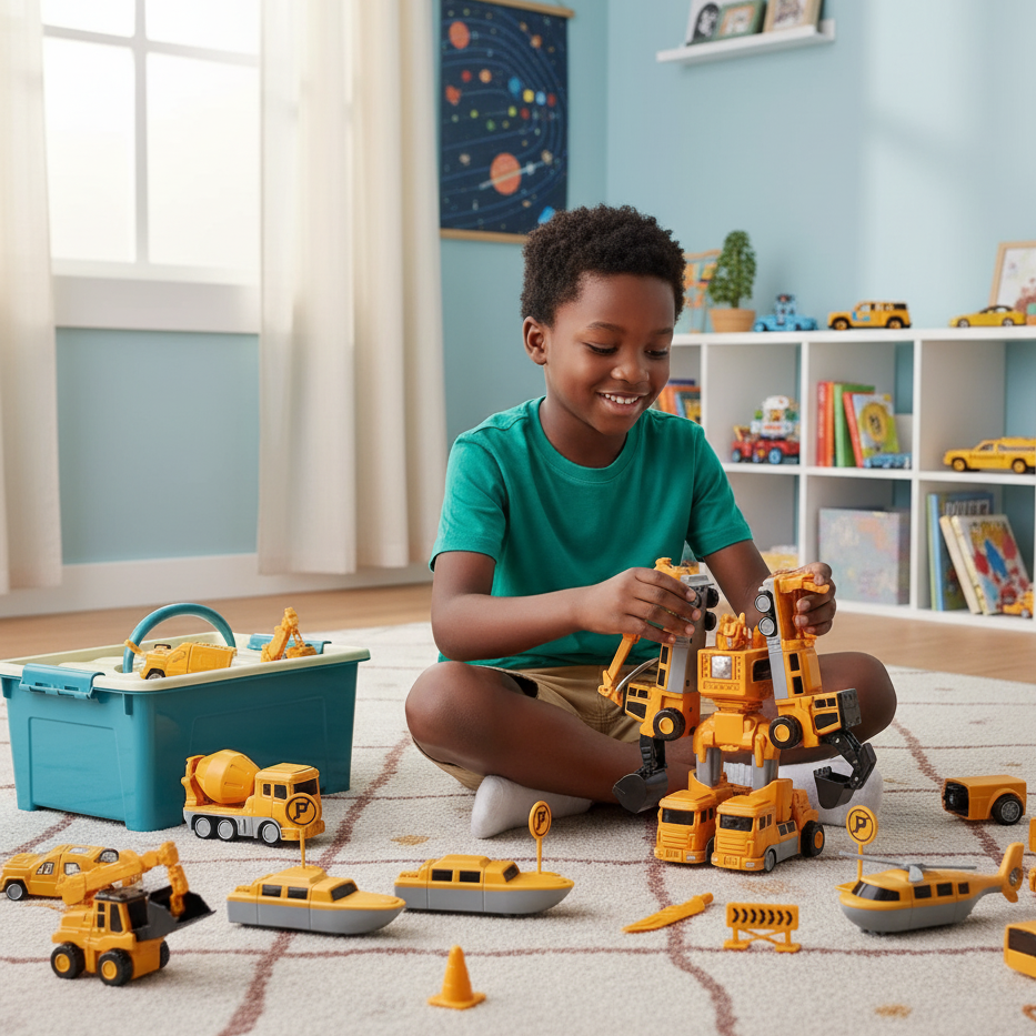 Magnetisches Bauset – Fahrzeuge & Roboter in einem!