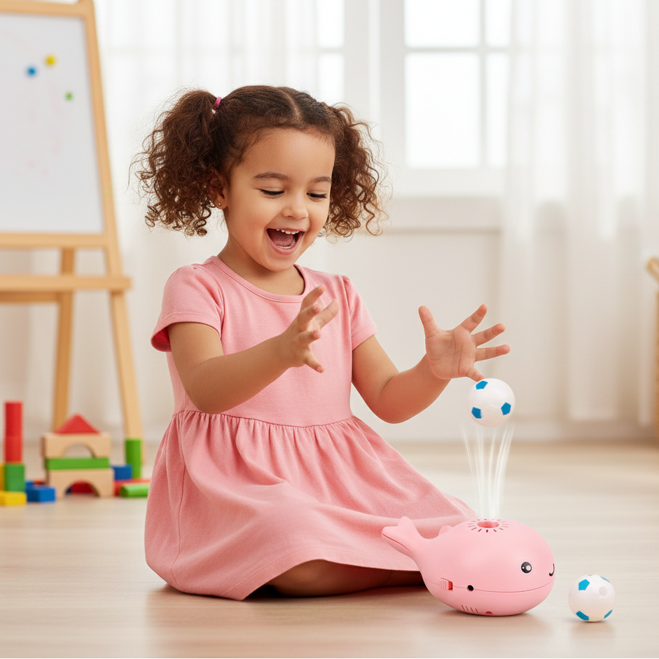 Elektrisches Walspielzeug mit schwimmendem Ball und Doppellüfterfunktion