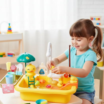 Kinder Spielküchenspüle mit fließendem Wasser – Lernen & Spielen