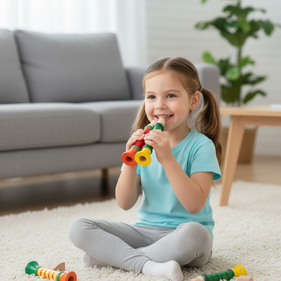 Holz Trompete für Kinder – Montessori Klang & Lernspaß