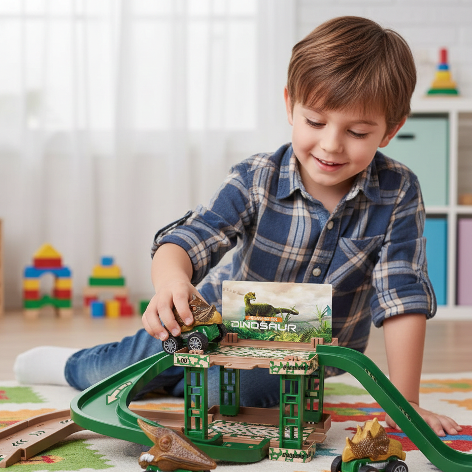 Dino Parken Schiene– Actionreiches Auto-Spielset für Kinder