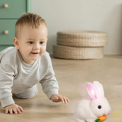 Niedlicher elektronischer Hase – Lebensechtes Hüpfen und fröhliche Bewegung