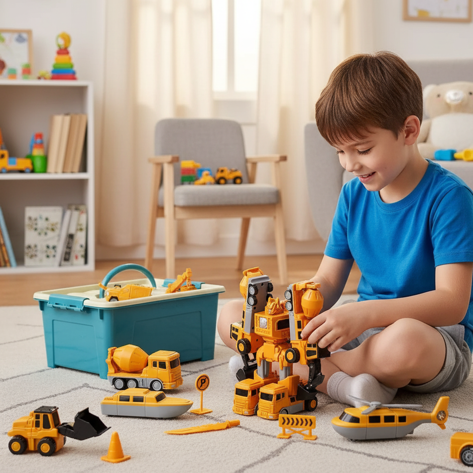 Magnetisches Bauset – Fahrzeuge & Roboter in einem!