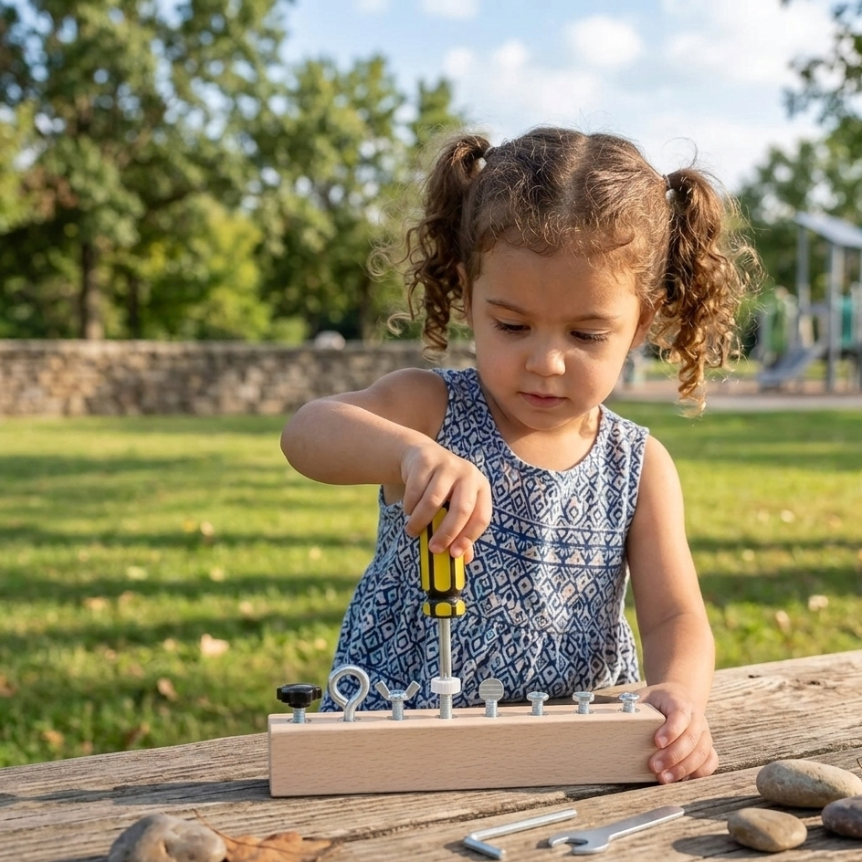 Montessori Holz Werkzeugspiel – Schrauben & Motorik Lernen