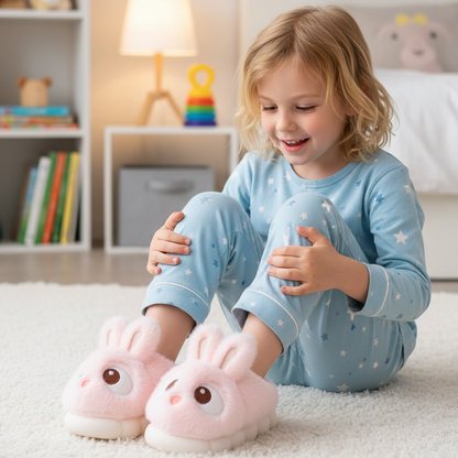Flauschige Hase-Hausschuhe für Kinder – warm & bequem