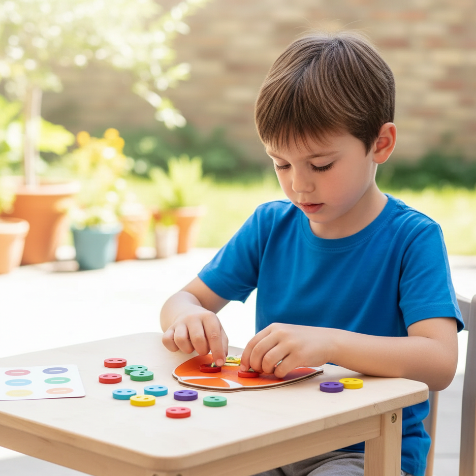 Montessori Knopf- & Fädelspiel – Fördert Geduld & Fingerfertigkeit