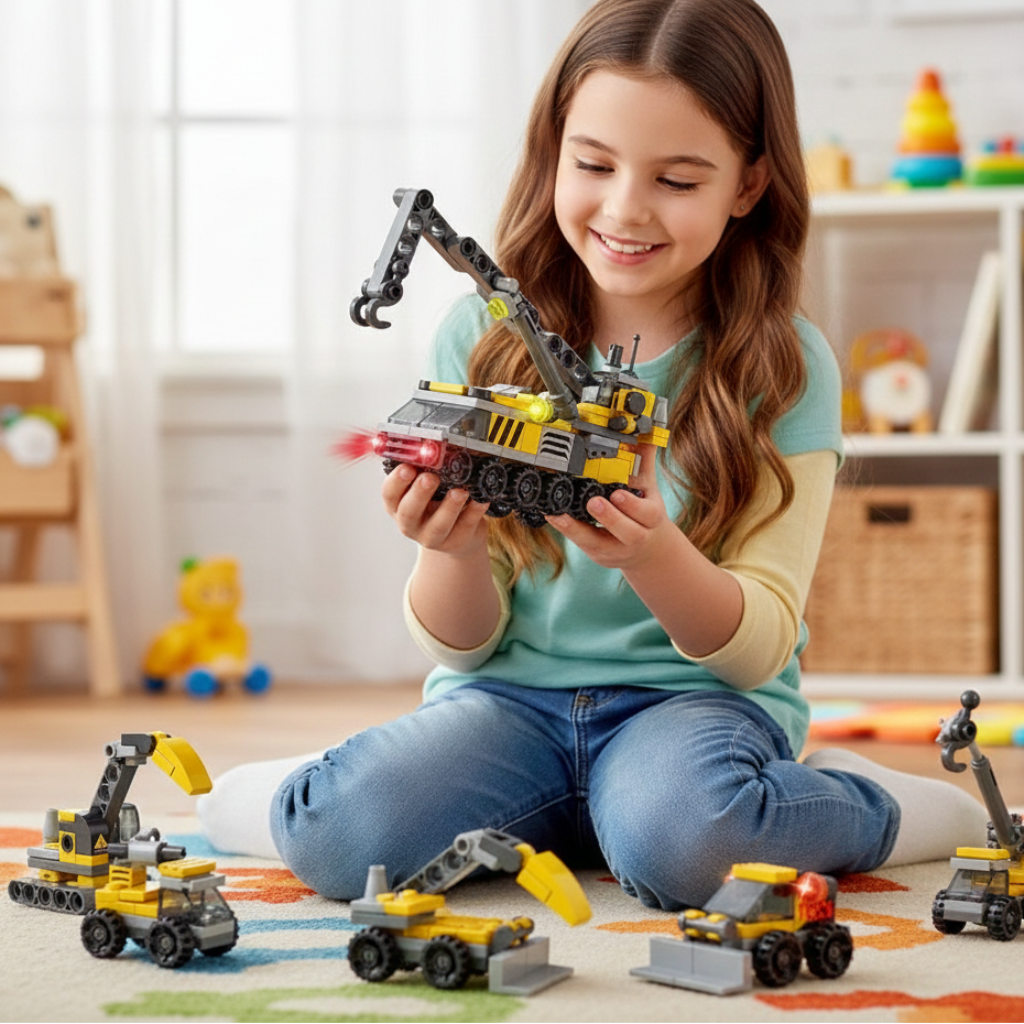 6-in-1 DIY Baustellen-Fahrzeuge – Bauen, Lernen & Smart Spielen