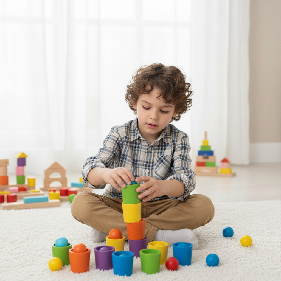 Montessori Farbspiel-Becher – Farben & Formen spielerisch lernenc