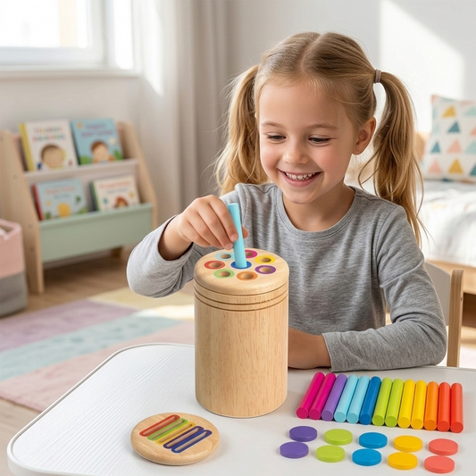 Holz Montessori Sortierspiel – Farben & Formen lernen