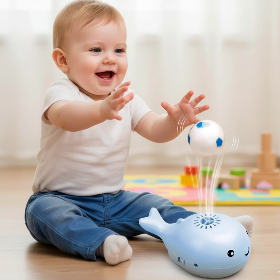 Elektrisches Walspielzeug mit schwimmendem Ball und Doppellüfterfunktion