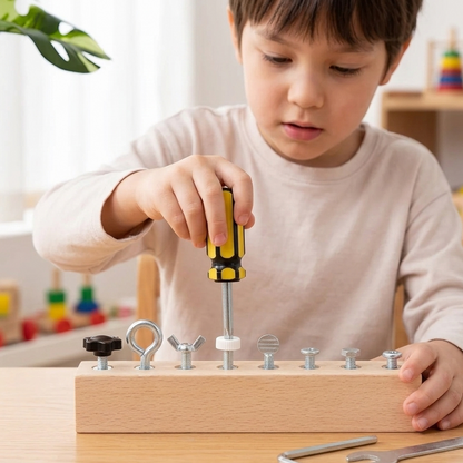 Montessori Holz Werkzeugspiel – Schrauben & Motorik Lernen