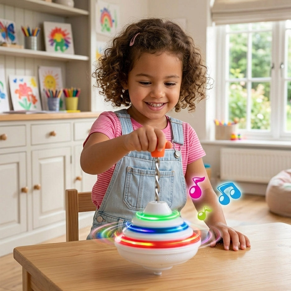 LED Musik Kreisel für Kinder – Leuchtender Lern-Spielspaß