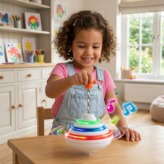 LED Musik Kreisel für Kinder – Leuchtender Lern-Spielspaß