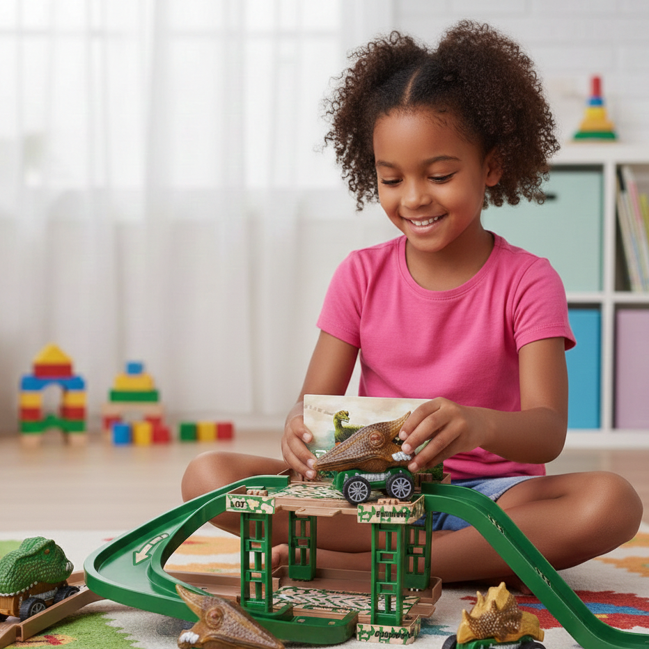 Dino Parken Schiene– Actionreiches Auto-Spielset für Kinder