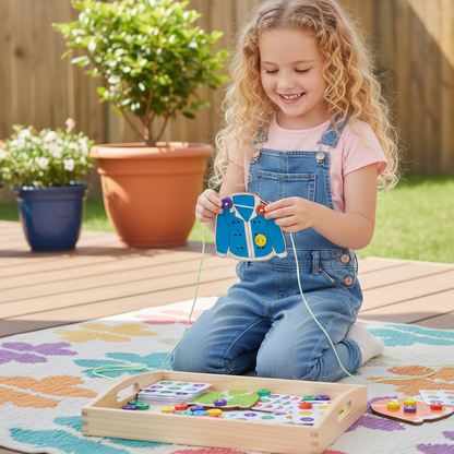 Montessori Knopf- & Fädelspiel – Fördert Geduld & Fingerfertigkeit