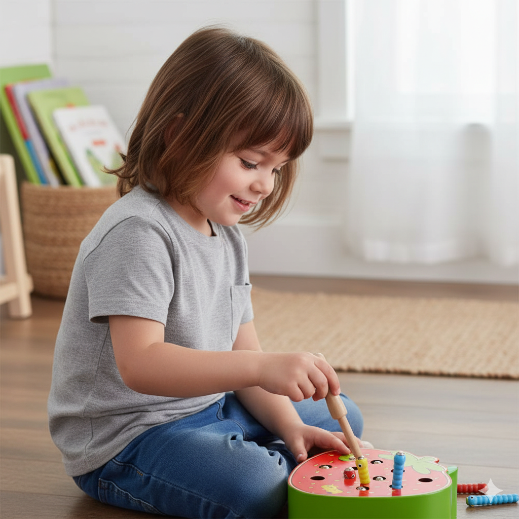 Magnetisches Montessori Fangspiel – Würmer Fangen & Lernen