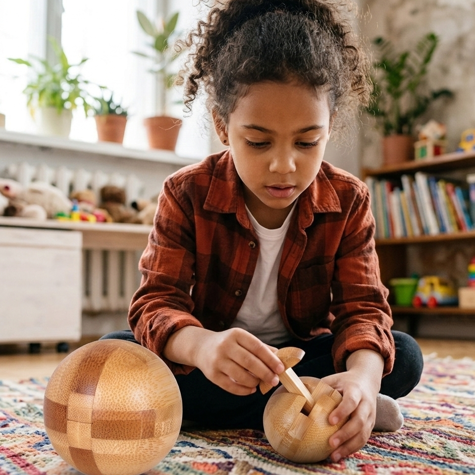 Holz IQ Puzzle – Kong Ming Denkspiel für Kinder & Erwachsene