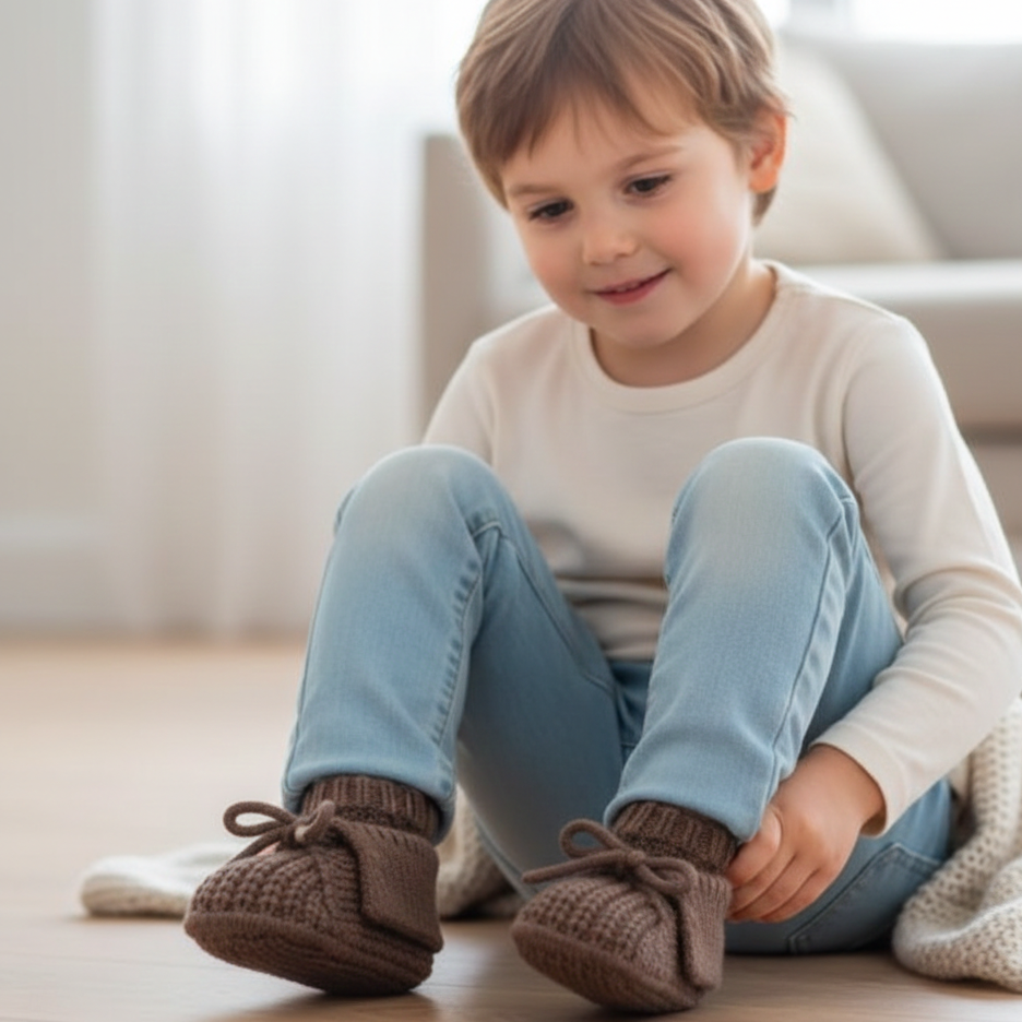 Weiche Baby Strickschuhe – Atmungsaktiv & Sicher 0–18 Monate