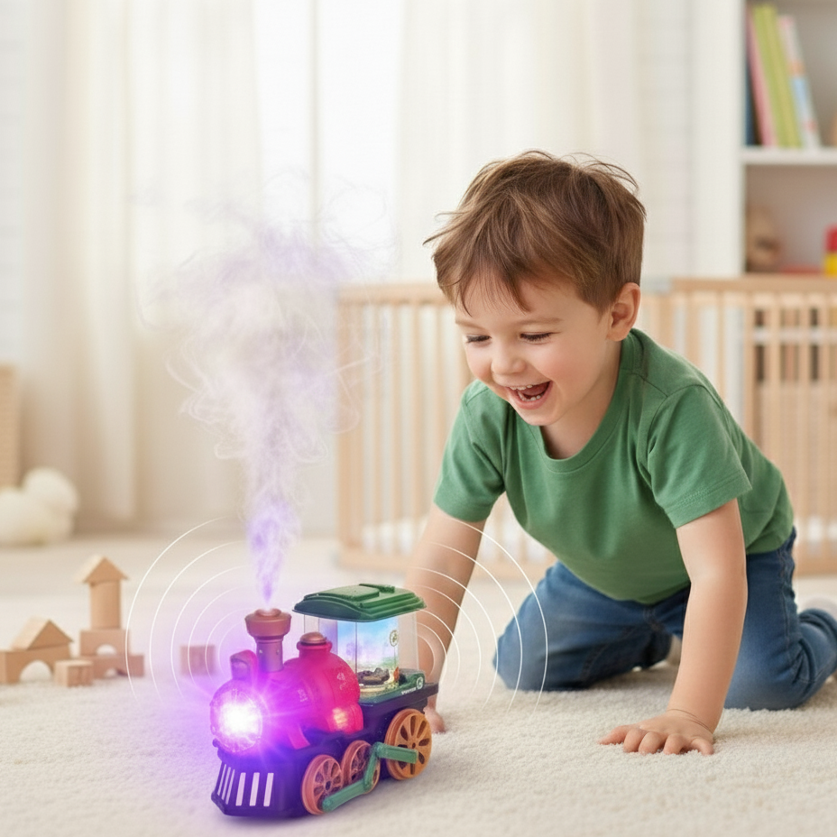 Elektrischer Dampfzug mit Rauch, Licht & Sound für Kinder