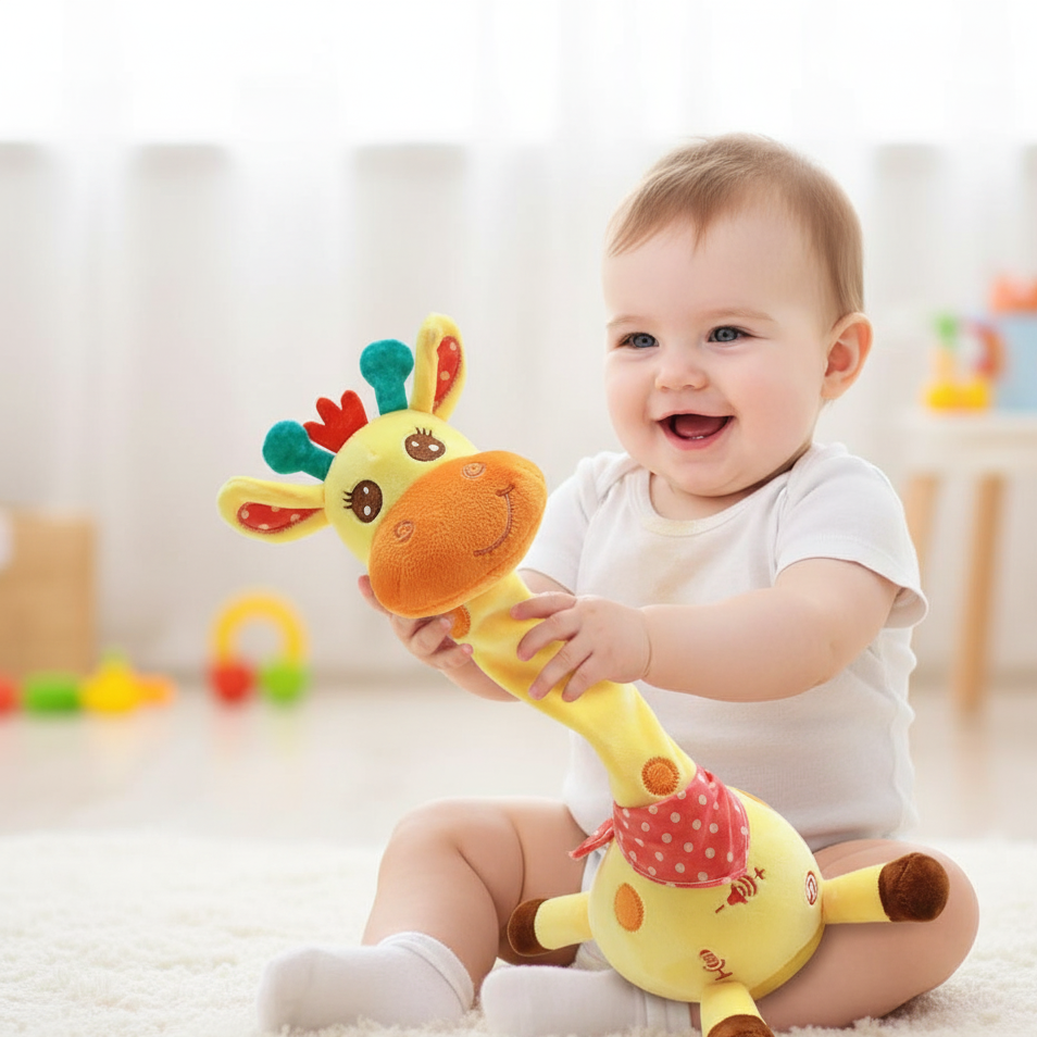 Sprachwiederholende Giraffe – Weiches Kuscheltier mit Musik & Bewegung
