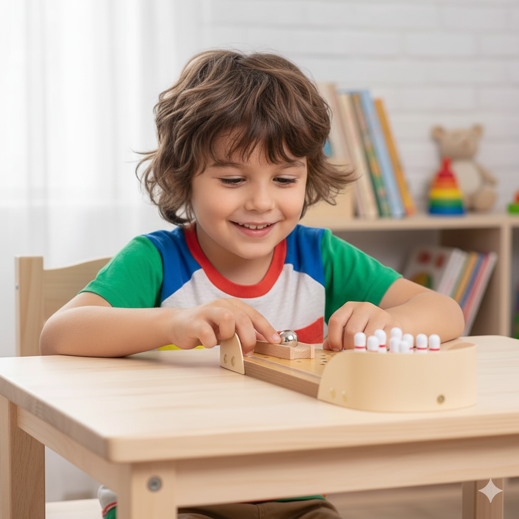 Mini Holz-Bowling Set – Lernspaß für Kinder & Familie