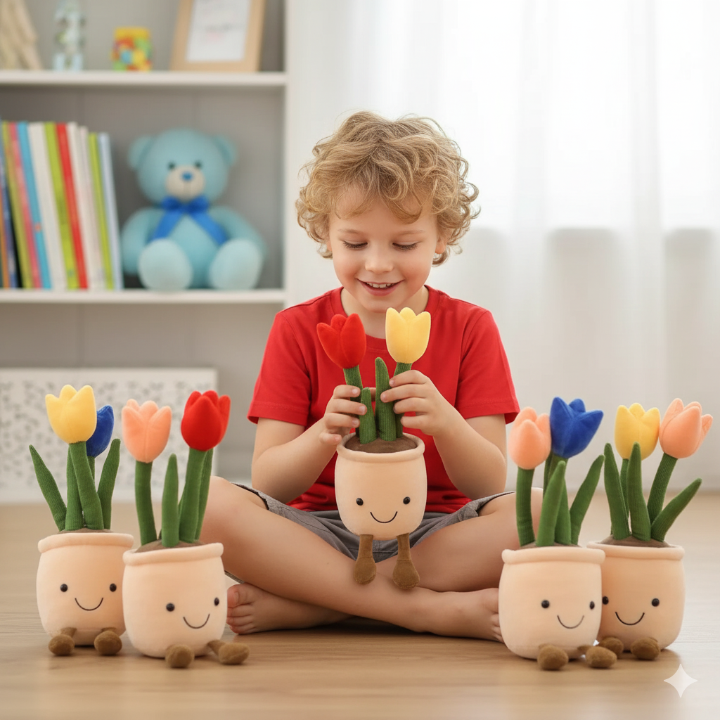 Kuschelige Tulpen-Plüschpflanze – fröhliche Deko fürs Kinderzimmer