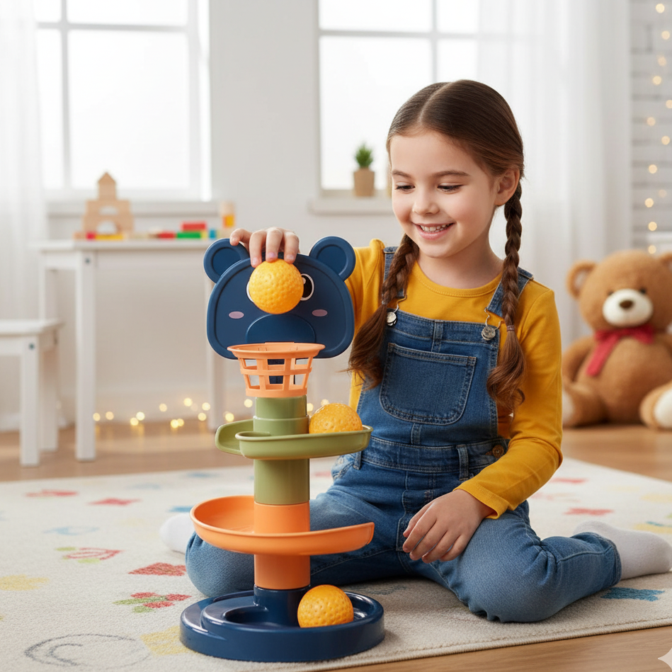 Bunte Rollen Ball Turm– Spielend lernen & staunen