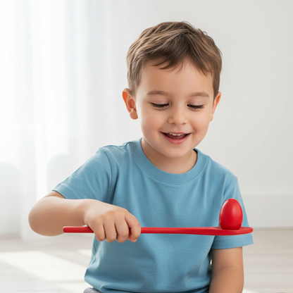 Holz-Ei-und-Löffel-Rennspiel – Gleichgewicht, Spaß & Bewegung für Kinder!