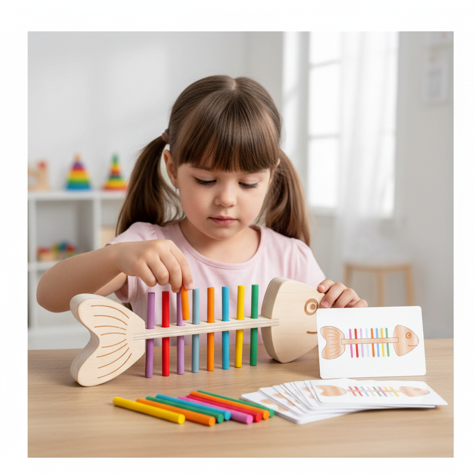 Montessori Farbzuordnung Holzspiel – Fördert Geschick & Konzentration