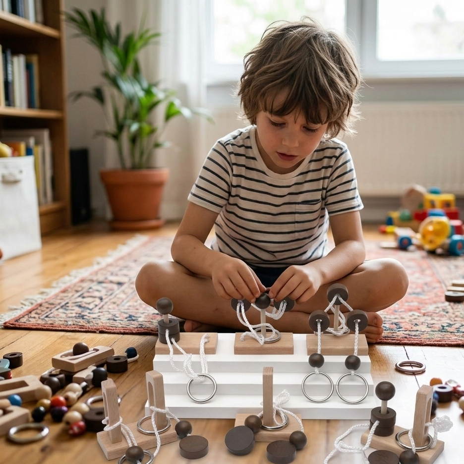 Holz Denkspiel IQ Puzzle – Knobelspiel für Kinder & Erwachsene