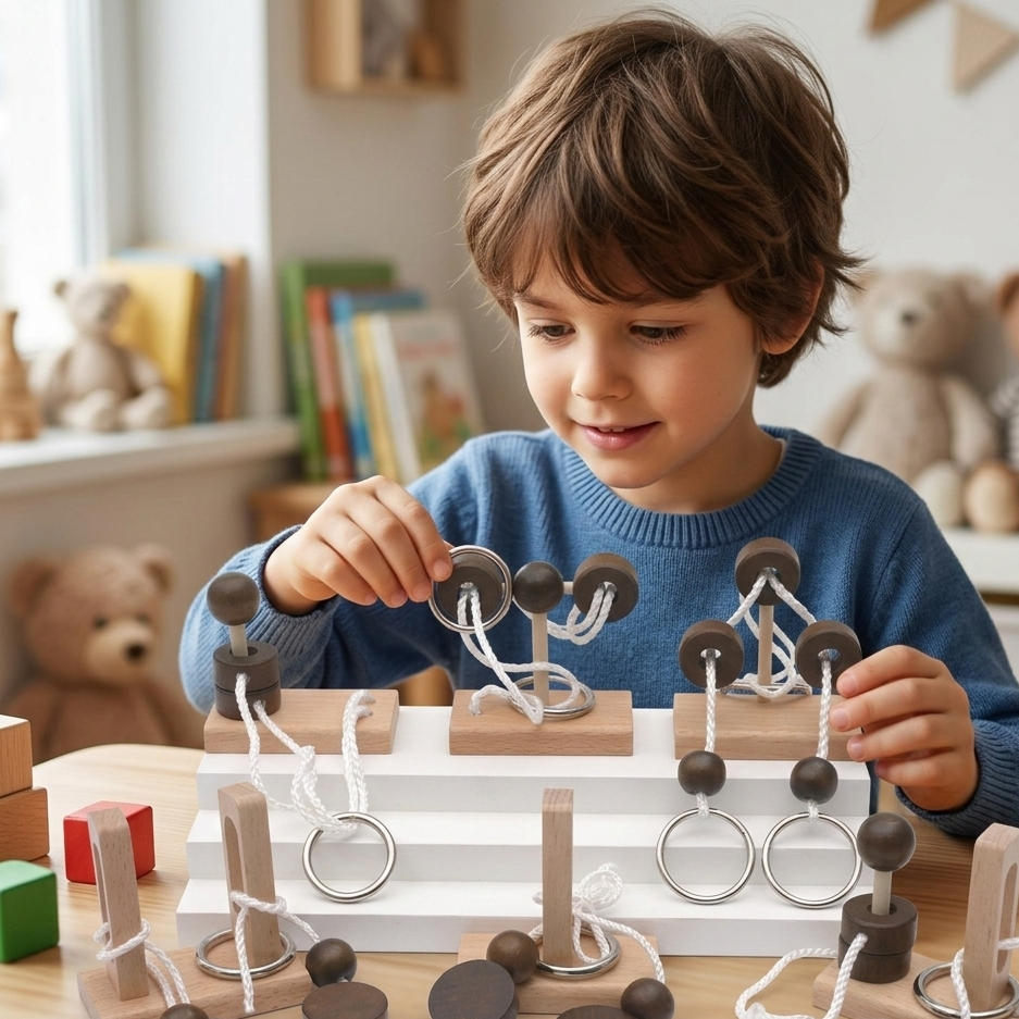 Holz Denkspiel IQ Puzzle – Knobelspiel für Kinder & Erwachsene